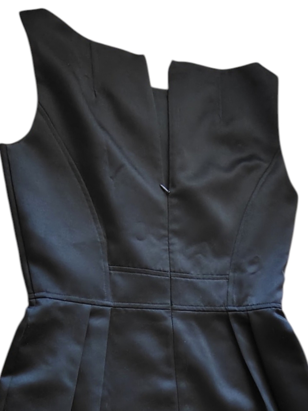Satin Black Sleeveless Mini Dress - Picture 4 of 9